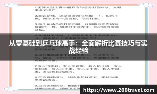 从零基础到乒乓球高手：全面解析比赛技巧与实战经验